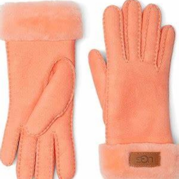 UGG Turn Cuff Water Resistant Sheepskin Gloves - Color - Starfish Pink - Picture 2 of 7